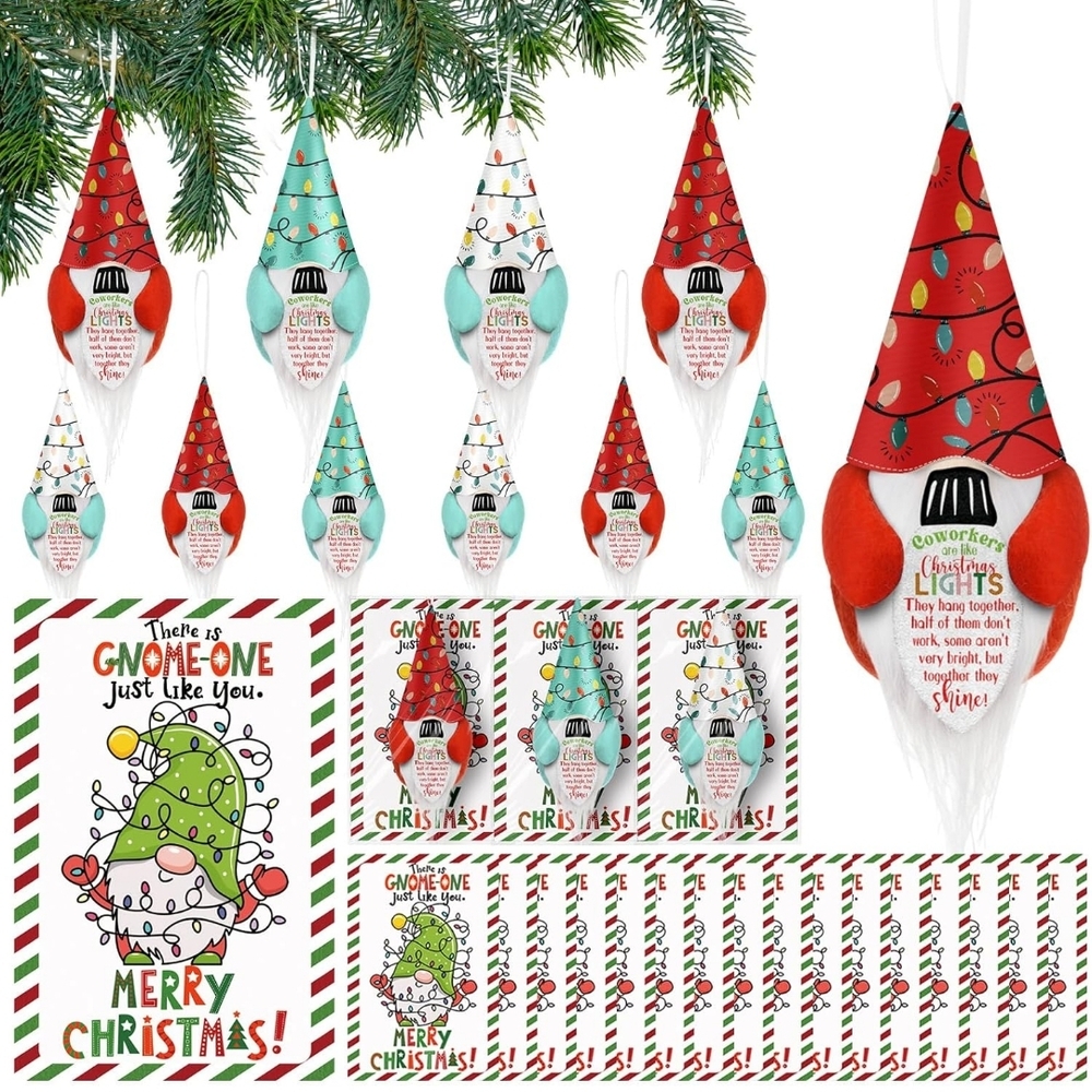 Christmas Gnome Ornament Set With Card 30 Piece Coworker Thank You Gift